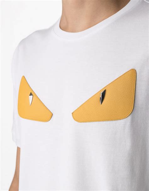 fendi t shirt yellow eyes|fendi logo print t shirt.